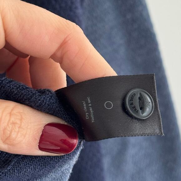 RAG & BONE Henley Two Tone Blue Waffle Knit Long Sleeve Shirt Size XL - Picture 6 of 6